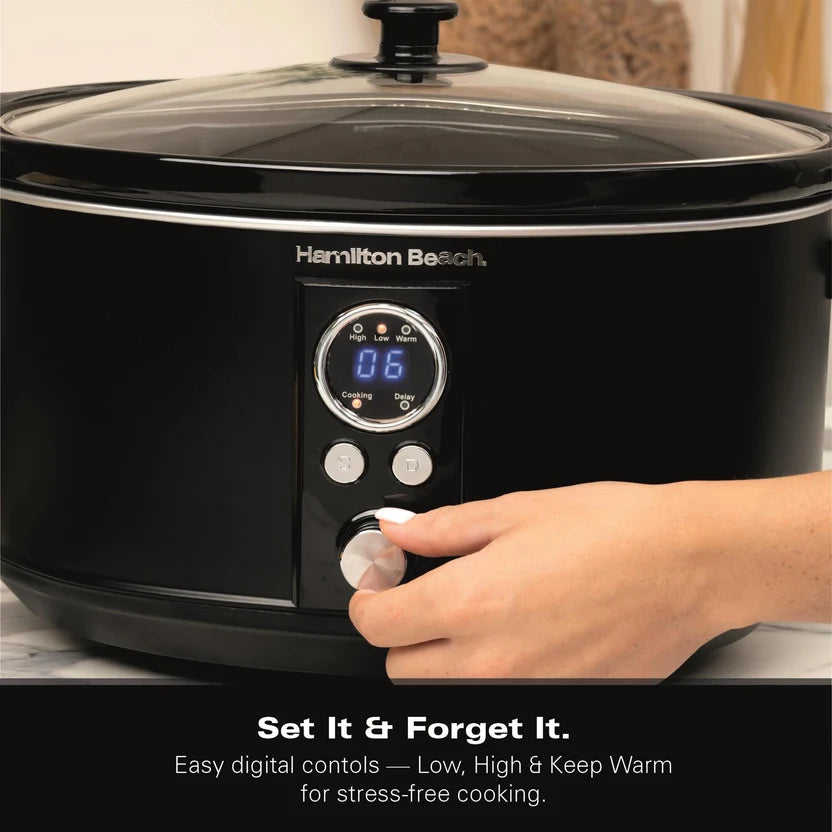 Hamilton Beach HBCDE650BLK 6.5L Digital Oval Slow Cooker - Black