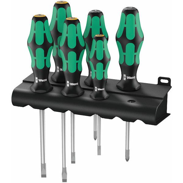 Wera 334/355/6 Kraftform Plus Lasertip screwdriver set with rack 6pce