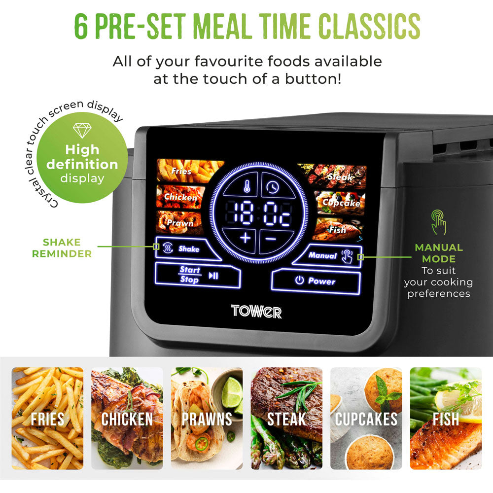 Tower AirX T17158 8L Grey Single Basket Digital Air Fryer