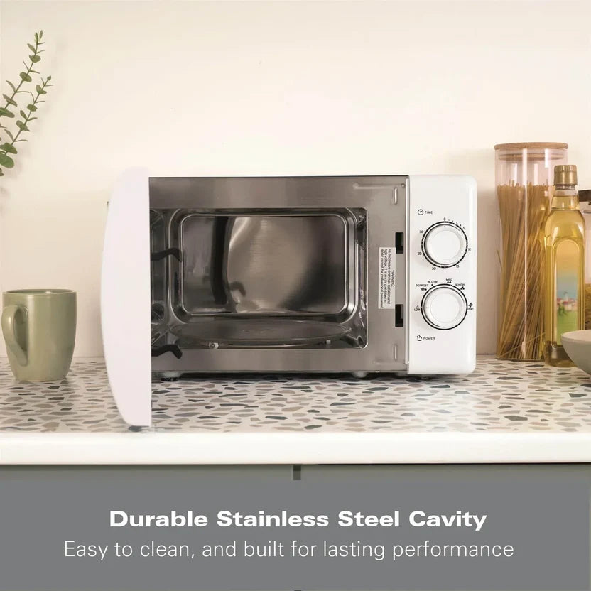 Hamilton Beach HBMX79SSW 20L Manual Microwave With Stainless Steel Cavity-White
