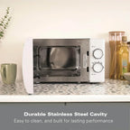 Hamilton Beach HBMX79SSW 20L Manual Microwave With Stainless Steel Cavity-White