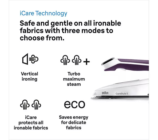 BRAUN CareStyle 5 IS5247VI Steam Generator Iron - White & Violet