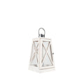 Washed Wood Lantern White with Clear Glass