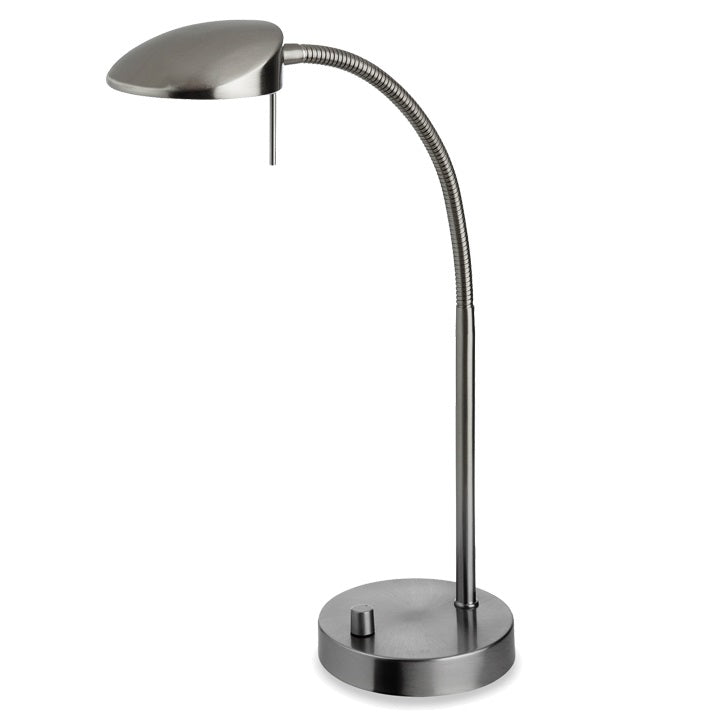 LED Brushed Steel Task Lamp with Rotary Dimmer
