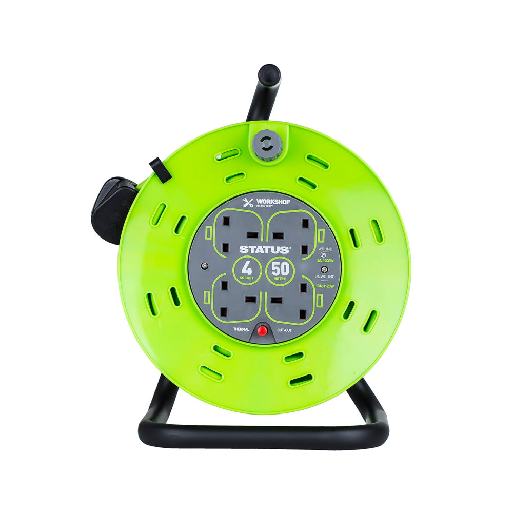 50Mtr 13Amp 4 Socket Outlet Reel With Thermal Cut Out