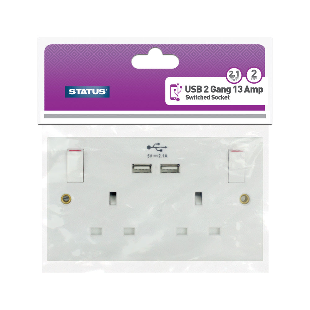 2 Gang USB Charging Port And Wall Socket