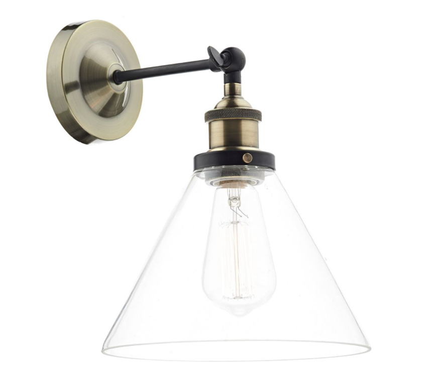 Ray Glass and Antique Brass Wall Light
