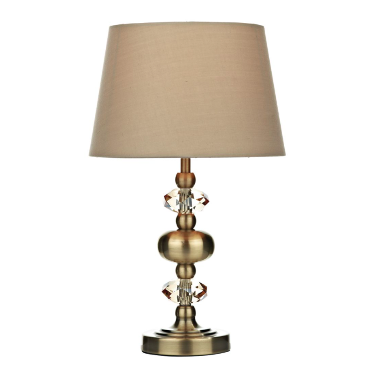 Edith Antique Brass Touch Lamp with Shade