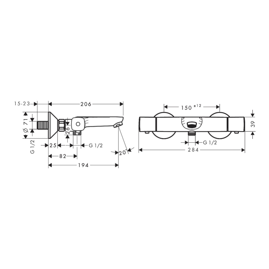 Hansgrohe Ecostat Bath thermostat universal for exposed installation