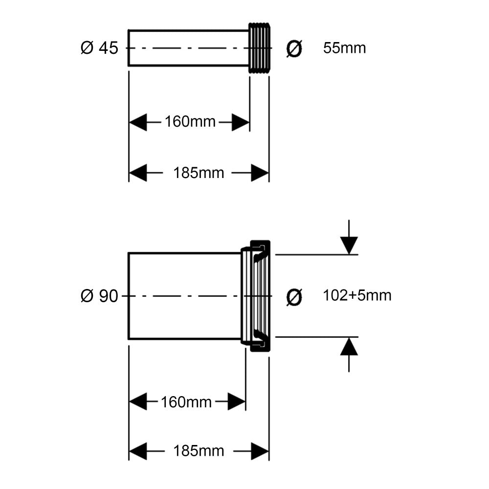 Geberit Duofix 185mm Wall Hung WC Connection Set