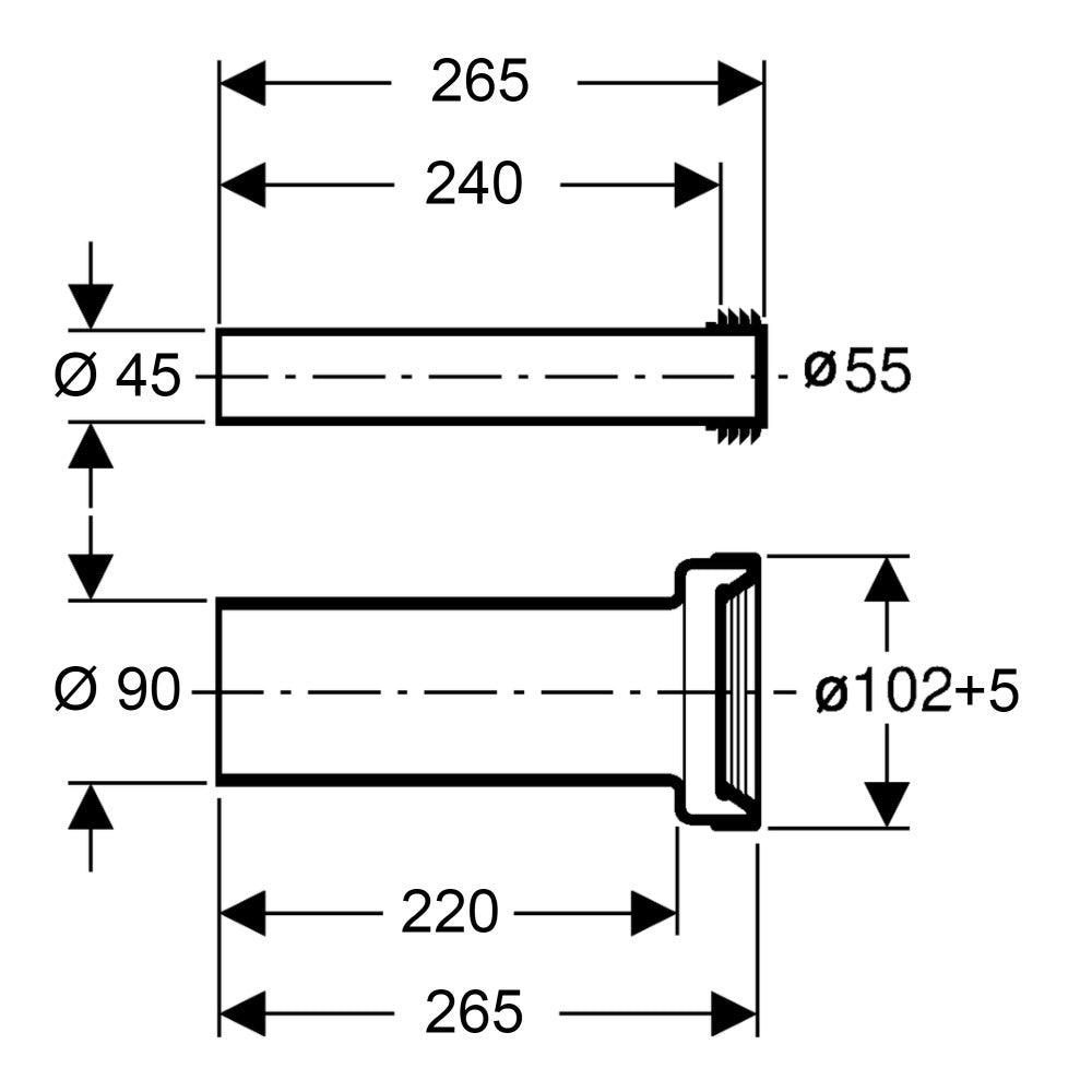 Geberit Duofix 265mm Wall Hung WC Extended Connection Set