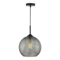 Soren 1 Light Pendant Black And Smoked Textured Glass Smoked Glass