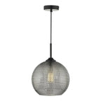 Soren 1 Light Pendant Black And Smoked Textured Glass Smoked Glass