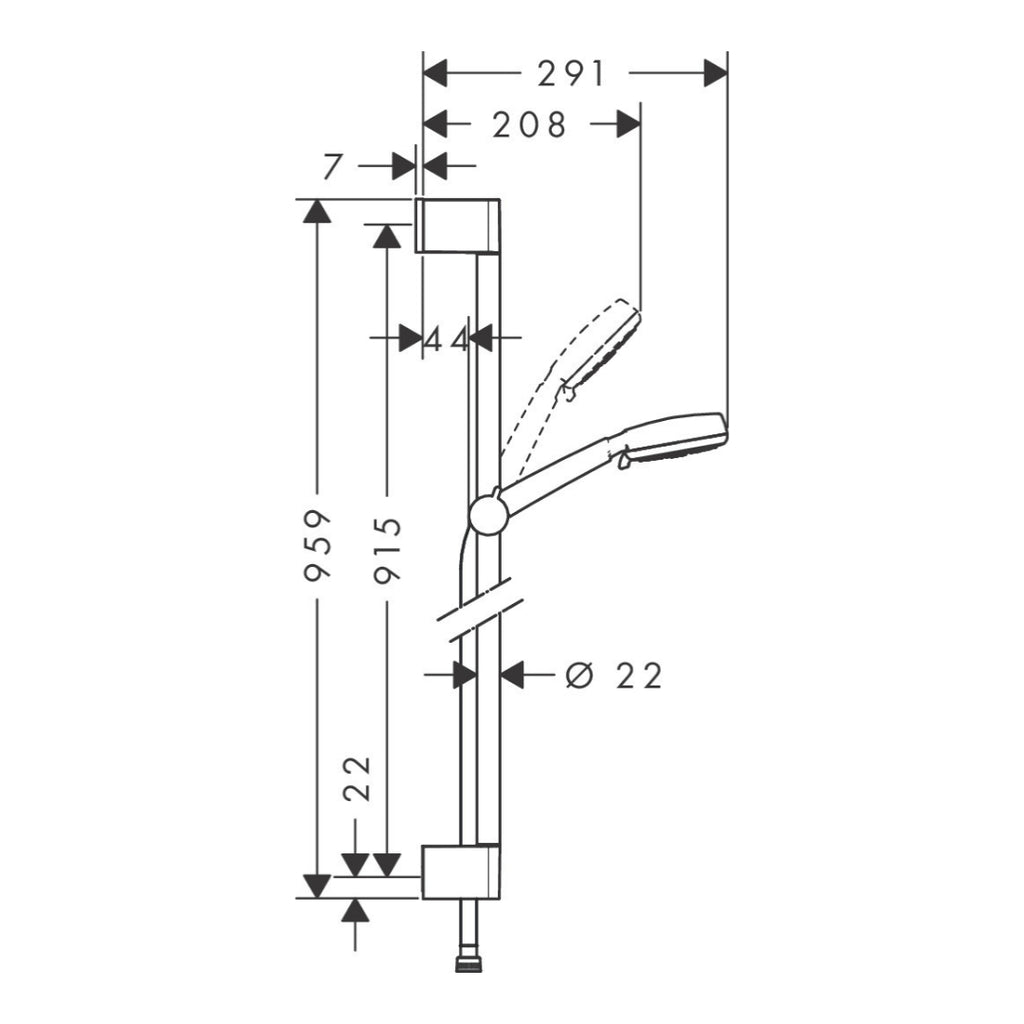 Hansgrohe Crometta 100 Shower set Vario with shower bar 90 cm