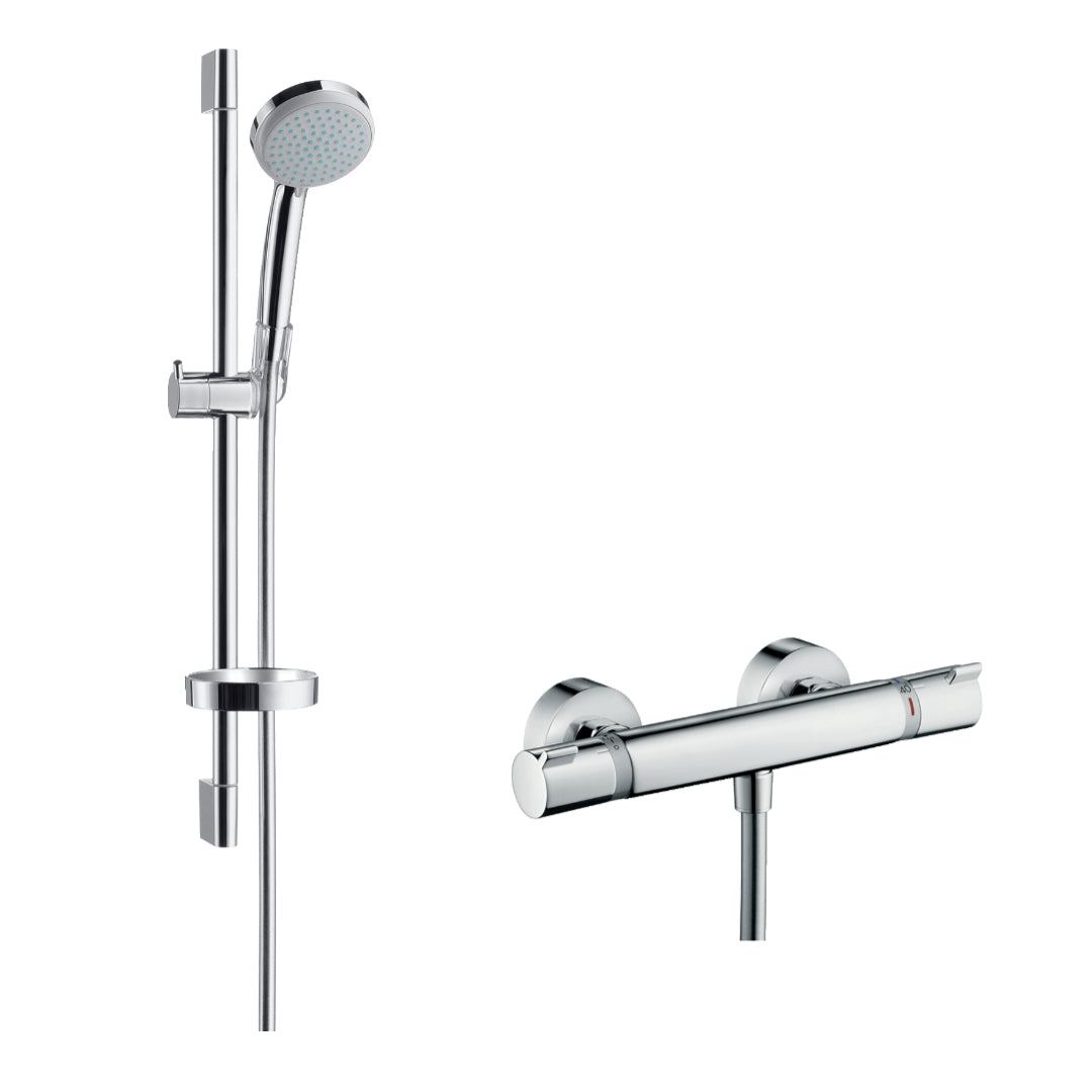 Hansgrohe Croma 100 Exposed Installation Shower system Vario with Ecostat Comfort thermostat / shower bar - 65 cm