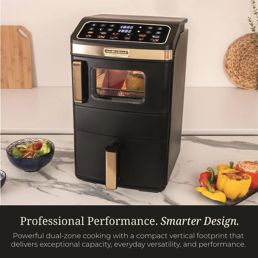 Hamilton Beach Professional HBPA25BK  DualStack 14.5L Air Fryer Oven - Black & Brushed Brass