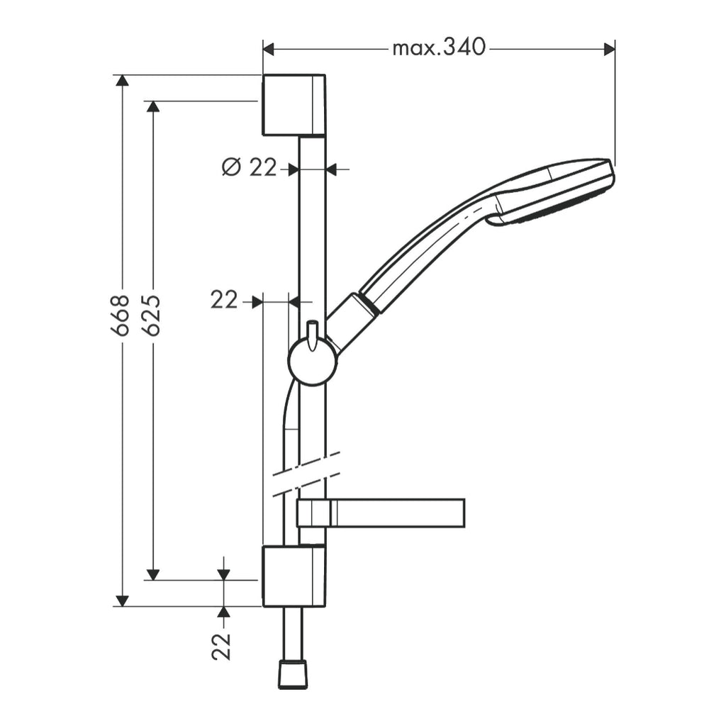 Hansgrohe Croma 100 Shower set Vario with shower bar 65 cm and soap dish