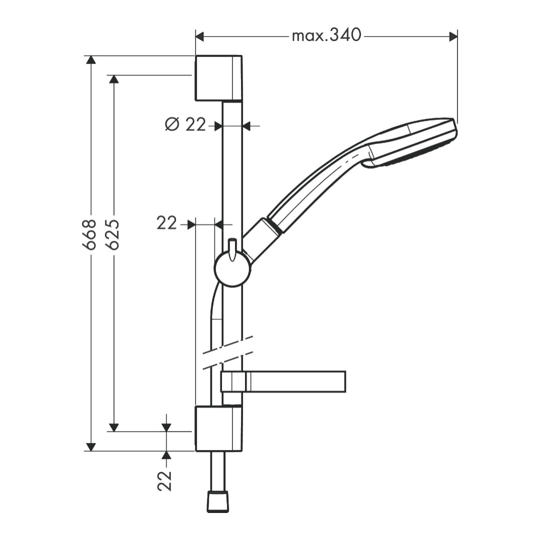 Hansgrohe Croma 100 Shower set Vario with shower bar 65 cm and soap dish