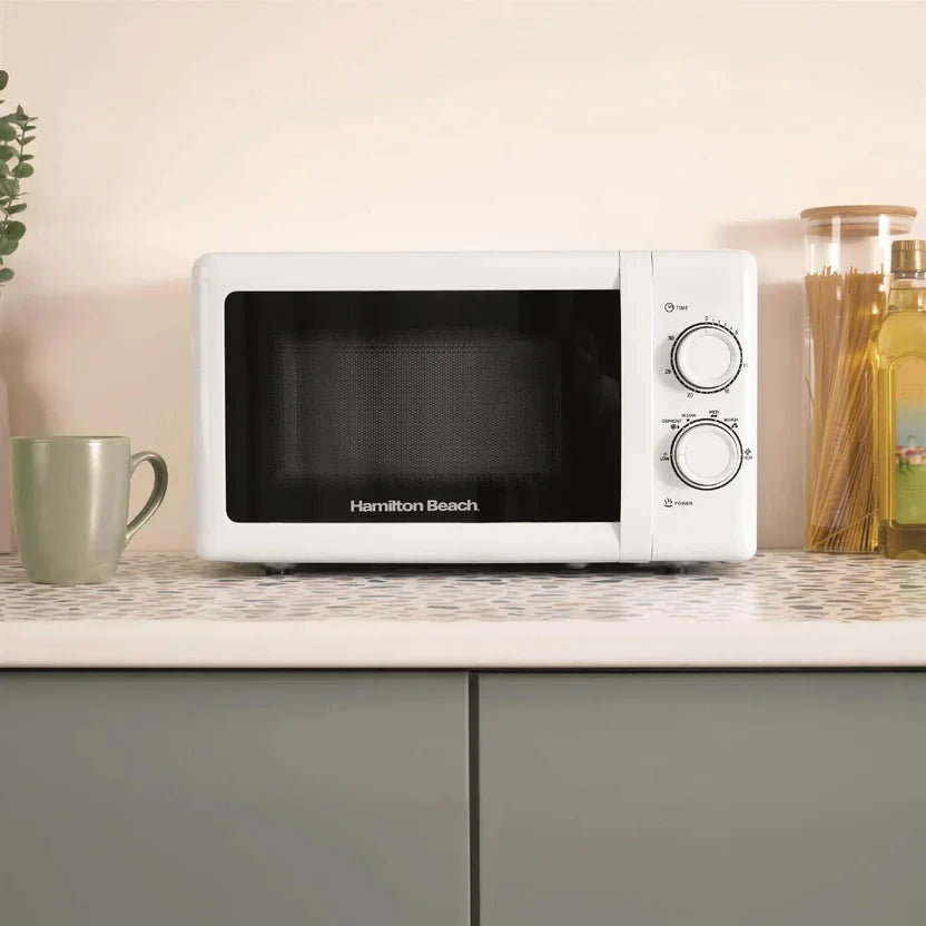 Hamilton Beach HBMX79SSW 20L Manual Microwave With Stainless Steel Cavity-White