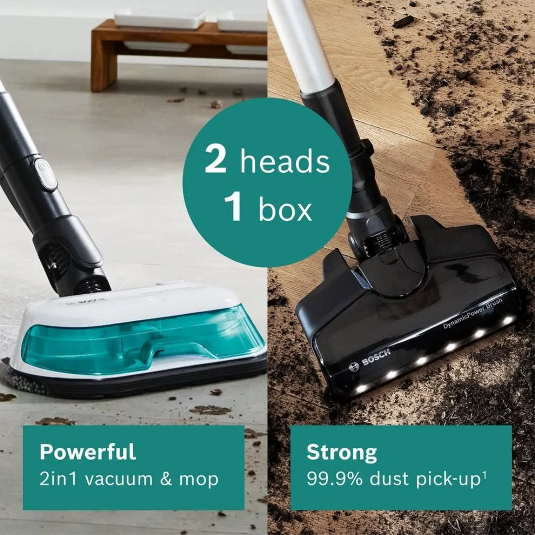 Bosch Unlimited 7 BCS71HYGGBKIT Aqua Vacuum &amp; Mop PLUS Battery - 40 Minutes Run Time  - White