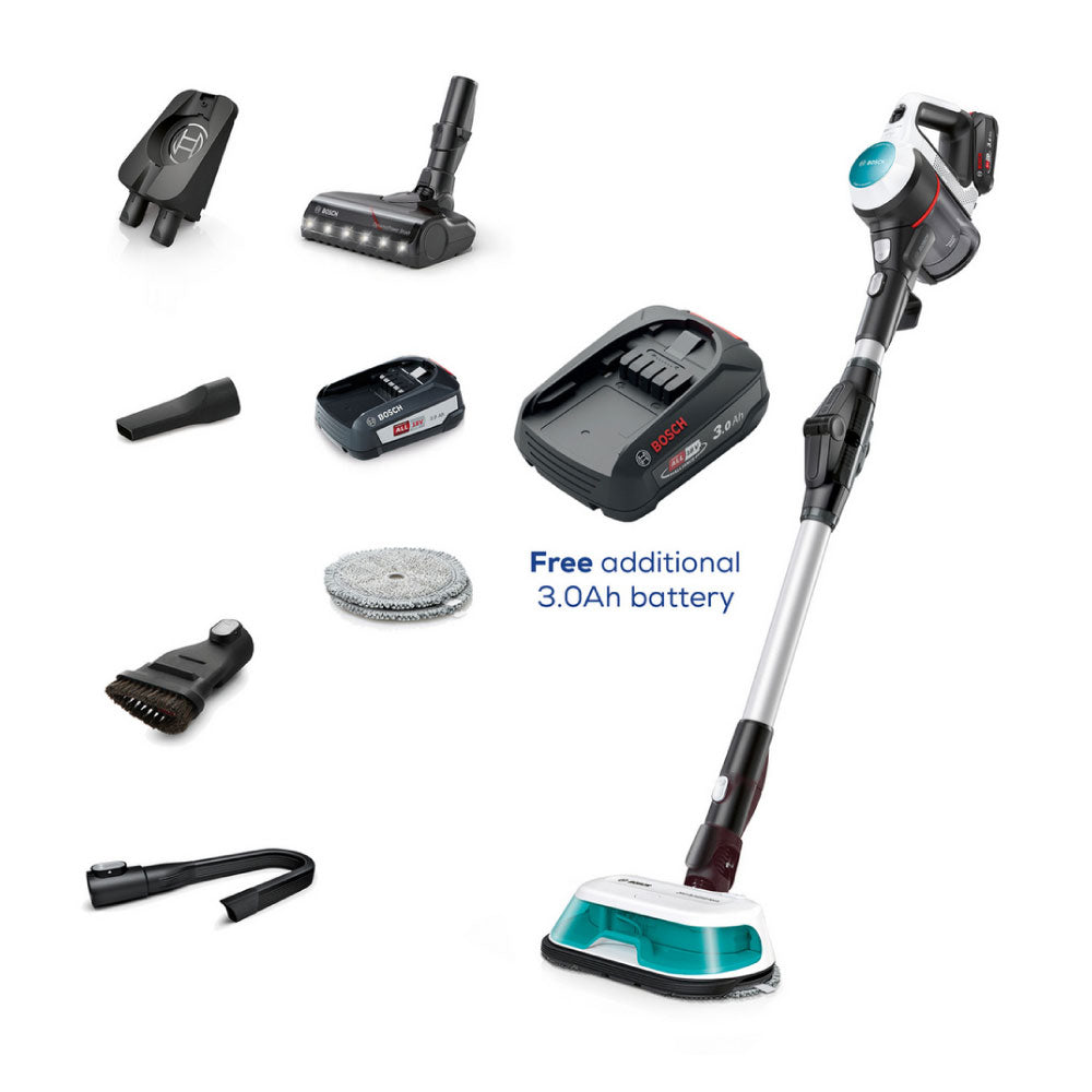 Bosch Unlimited 7 BCS71HYGGBKIT Aqua Vacuum &amp; Mop PLUS Battery - 40 Minutes Run Time  - White