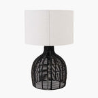Pacific Caswell Black Rattan Cloche Table Lamp 30-1036-C
