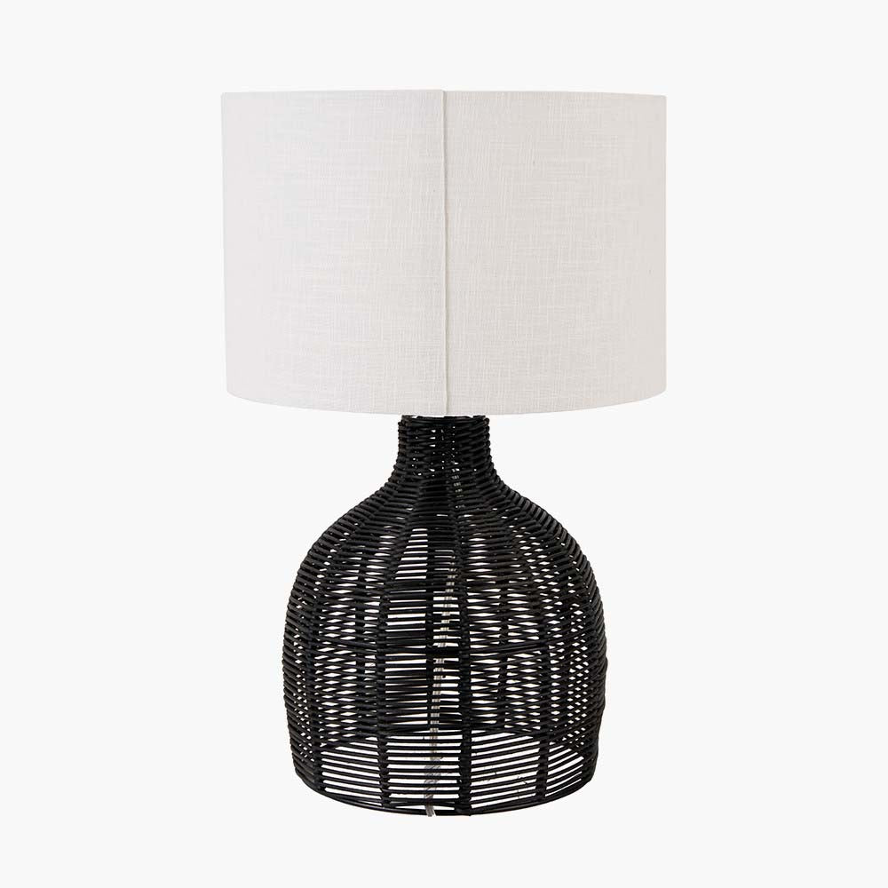 Pacific Caswell Black Rattan Cloche Table Lamp 30-1036-C