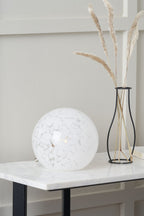 Aurora Speckled White Glass Spherical Table Lamp