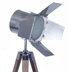 Pacific Hereford Grey Wood and Silver Metal Film Tripod Table Lamp 30-300-C