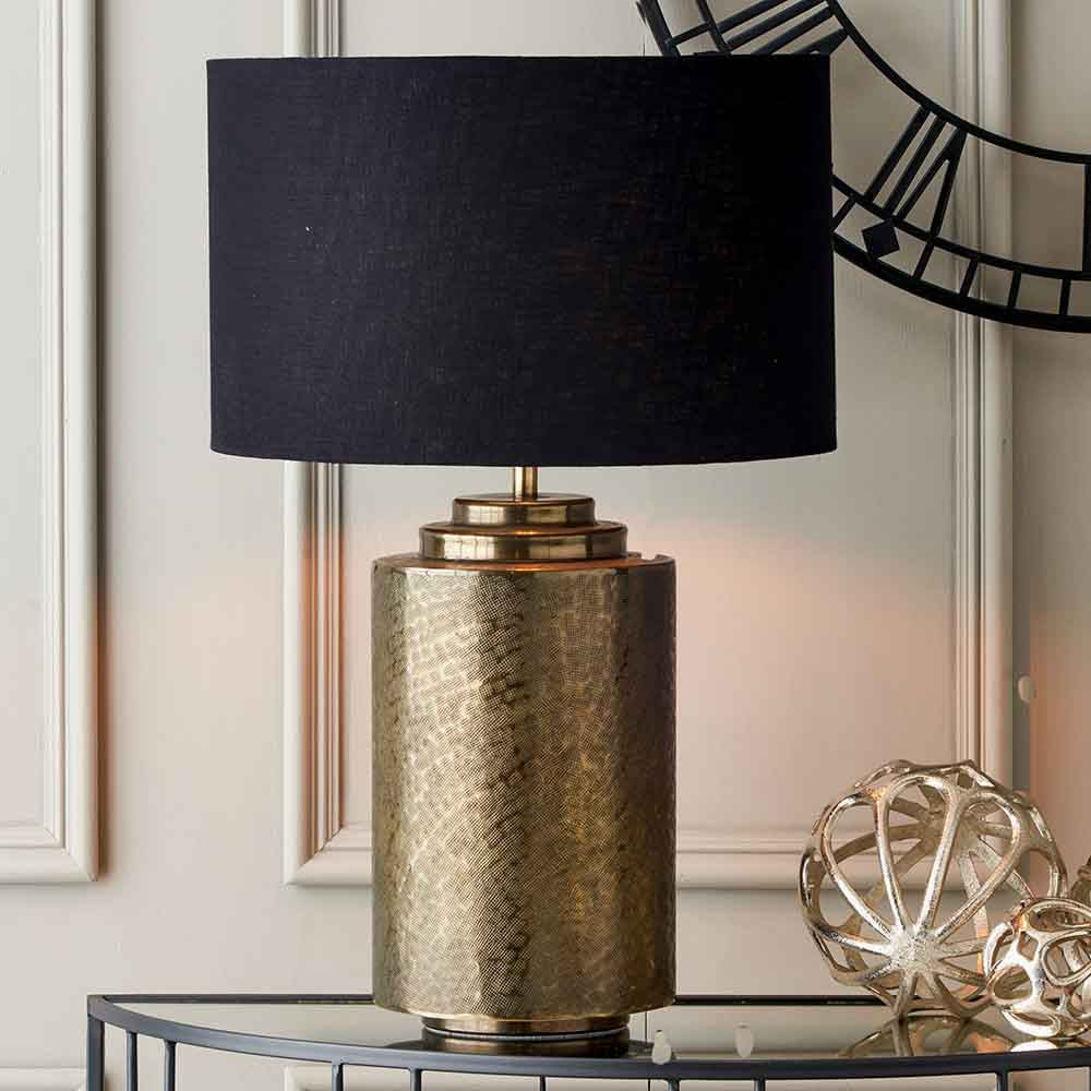 Pacific Zuri Large Antique Brass Metal Pot Table Lamp 30-472-BO