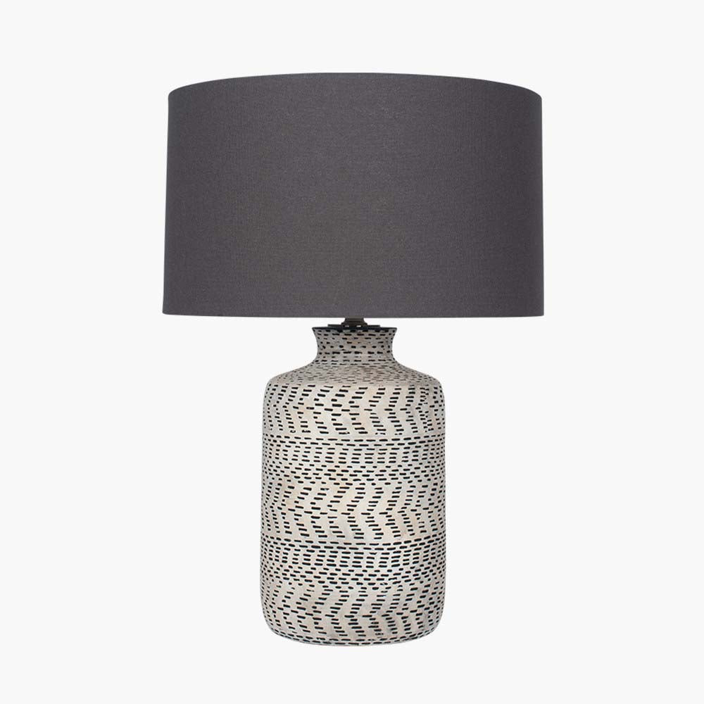 Pacific Atouk Textured Natural and Black Stoneware Table Lamp 30-647-BO