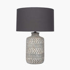 Pacific Atouk Textured Natural and Black Stoneware Table Lamp 30-647-BO