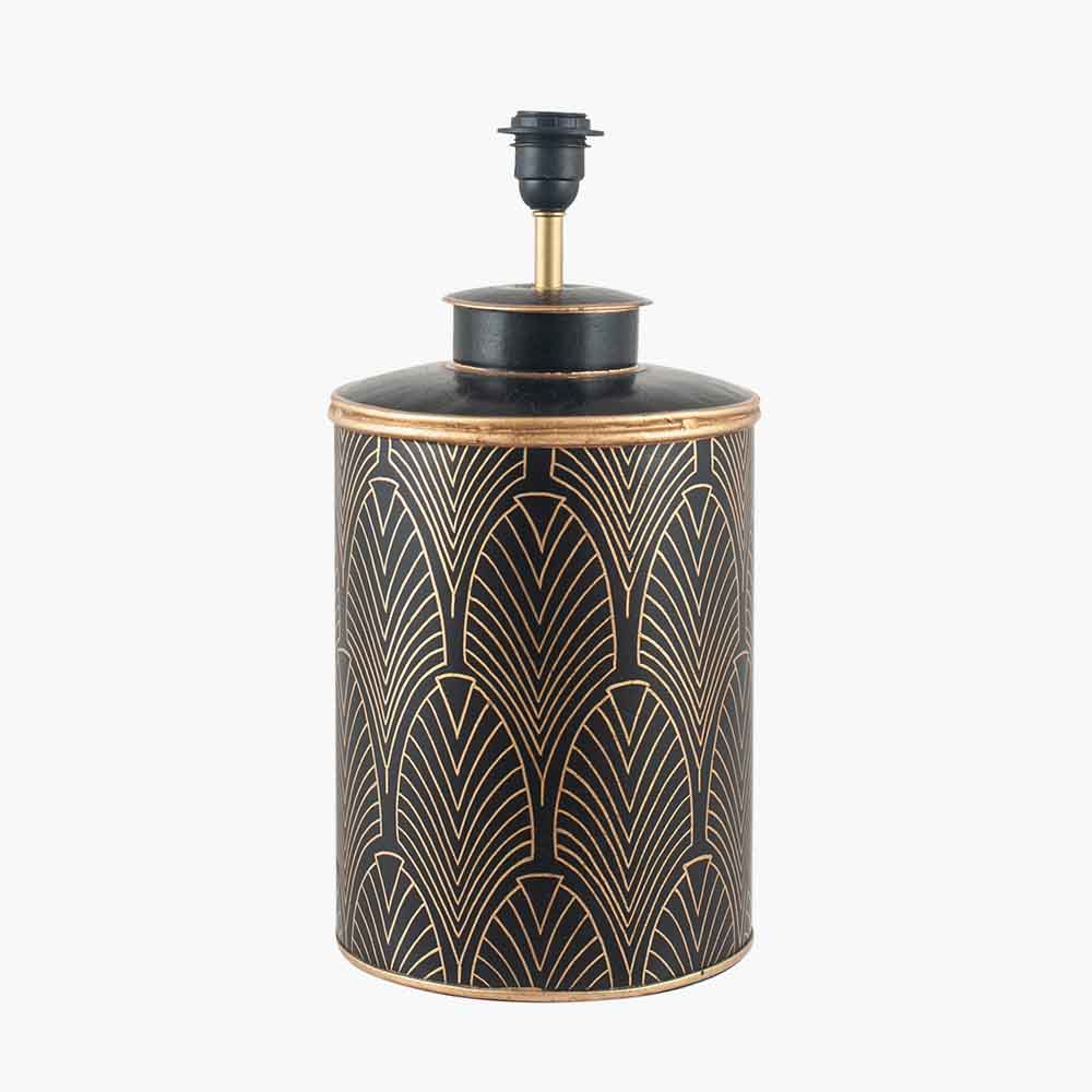 Pacific Deco Black Geo Art Deco Hand Painted Table Lamp 30-655-BO