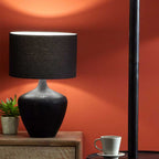 Pacific Manaia Antique Black Textured Wood Table Lamp 30-668-BO