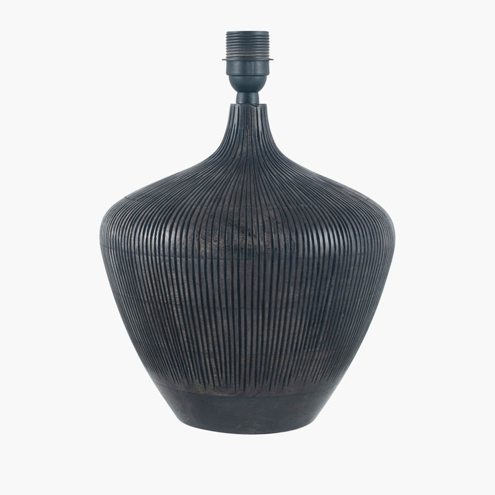 Pacific Manaia Antique Black Textured Wood Table Lamp 30-668-BO