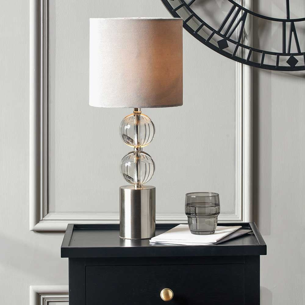 Pacific Harris Brushed Silver and Clear Glass Table Lamp 30-726-C