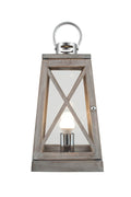 Pacific Devon Grey Wood and Chrome Lantern Table Lamp 30-731-C