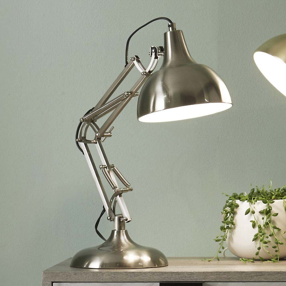 Pacific Alonzo Brushed Chrome Metal Angled Task Table Lamp 30-789-C