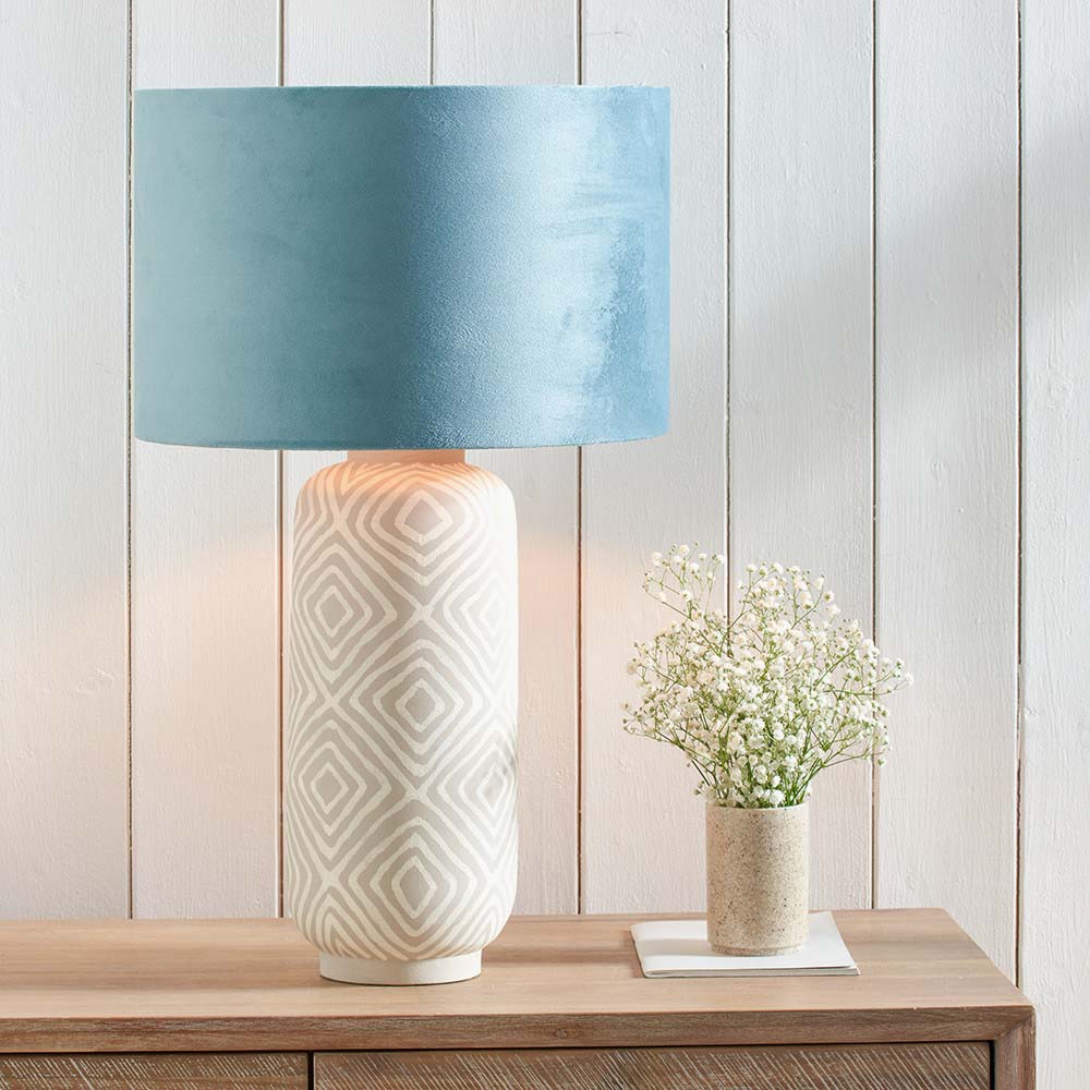 Pacific Rene 40cm Duck Egg Velvet Cylinder Shade 36-069-16DE