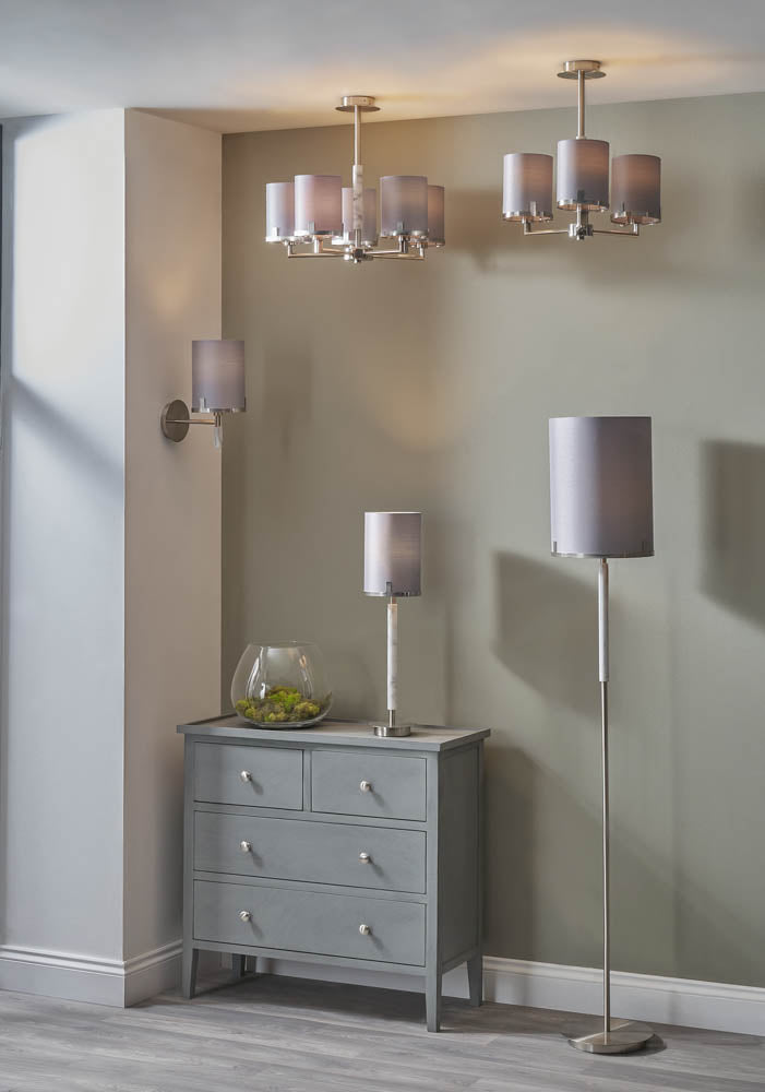 Pacific Midland Brushed Nickel and Grey Marble Effect Table Lamp 30-943-C