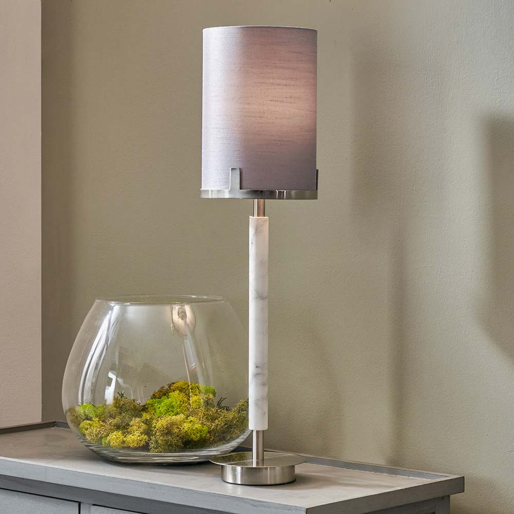 Pacific Midland Brushed Nickel and Grey Marble Effect Table Lamp 30-943-C