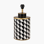 Pacific Victor Black and White Geometric Hand Painted Metal Table Lamp 30-949-BO