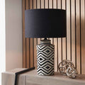 Pacific Chirala Black and White Tall Ikat Ceramic Table Lamp 30-953-BO