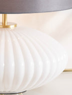 Pacific Emilia White Ribbed Glass & Gold Metal Oval Table Lamp 30-963-BO