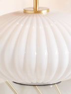 Pacific Emilia White Ribbed Glass & Gold Metal Oval Table Lamp 30-963-BO