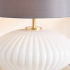 Pacific Emilia White Ribbed Glass & Gold Metal Oval Table Lamp 30-963-BO