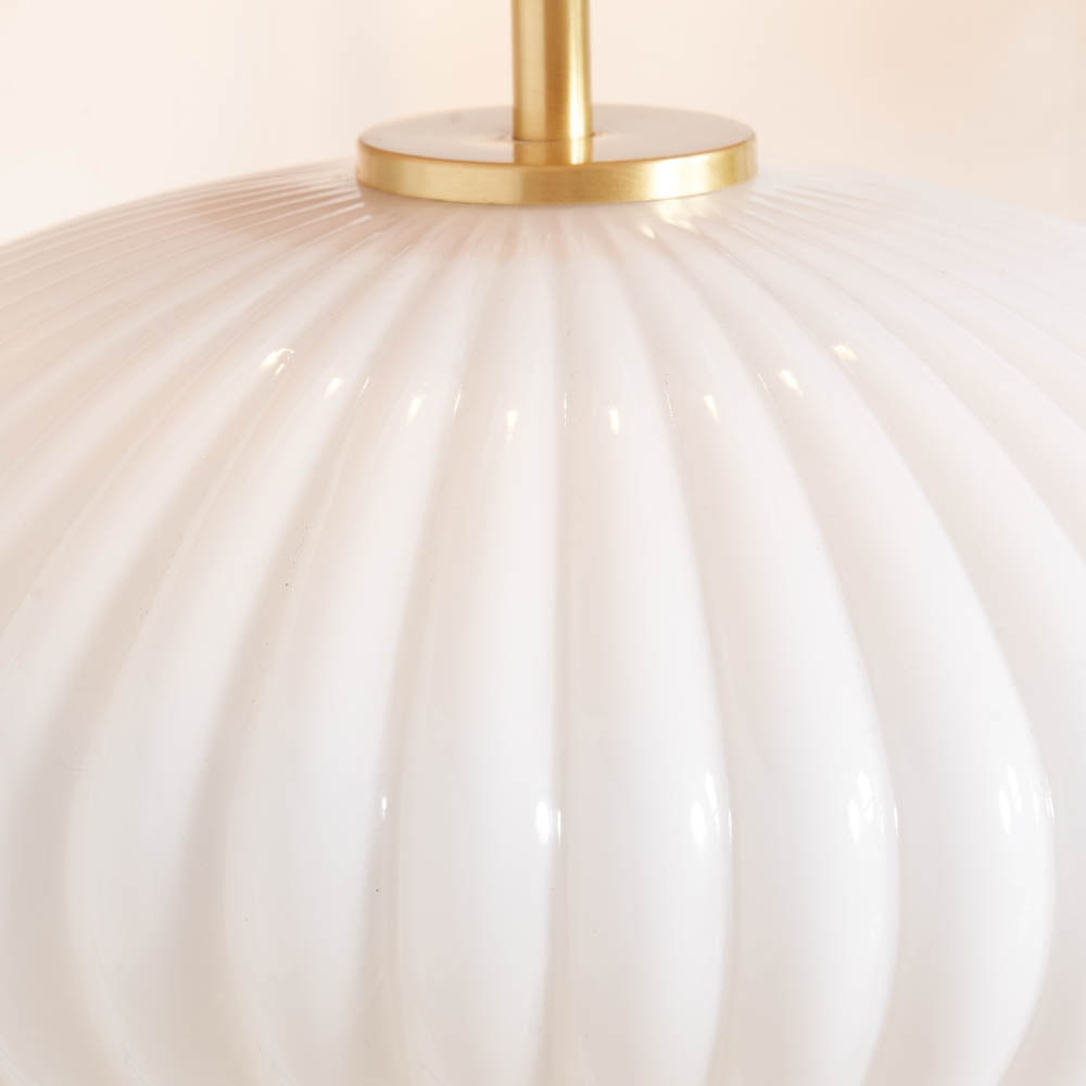 Pacific Emilia White Ribbed Glass & Gold Metal Oval Table Lamp 30-963-BO
