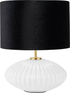 Pacific Emilia White Ribbed Glass & Gold Metal Oval Table Lamp 30-963-BO