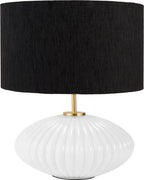 Pacific Emilia White Ribbed Glass & Gold Metal Oval Table Lamp 30-963-BO