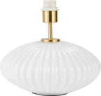 Pacific Emilia White Ribbed Glass & Gold Metal Oval Table Lamp 30-963-BO